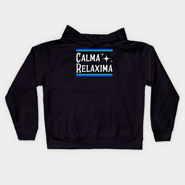 Calma Relaxima Retro Design Kids Hoodie by Calmavibes